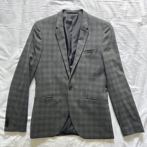 Grey Plaid Blazer H&M Men 36r